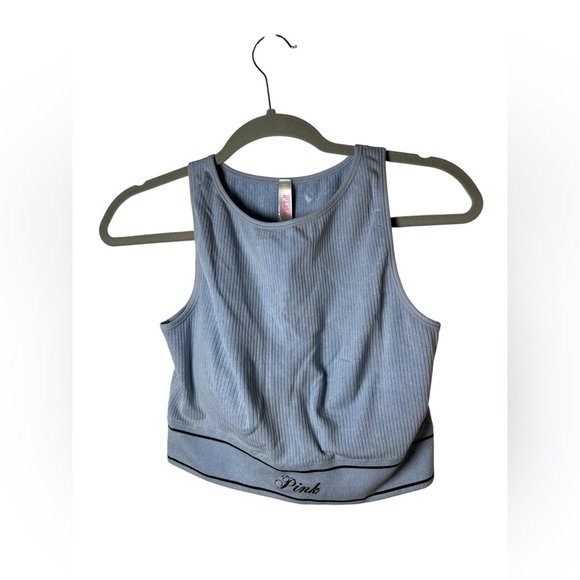 Victoria's Secret Other - Victoria's Secret PINK Ribbed Crop Top Bralette built in cups Blue Size M
